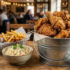 Kubełek chrupiącego kurczaka, frytki i surówka coleslaw – idealne na rodzinne spotkanie. Sprawdź aktualne kfc promocje!