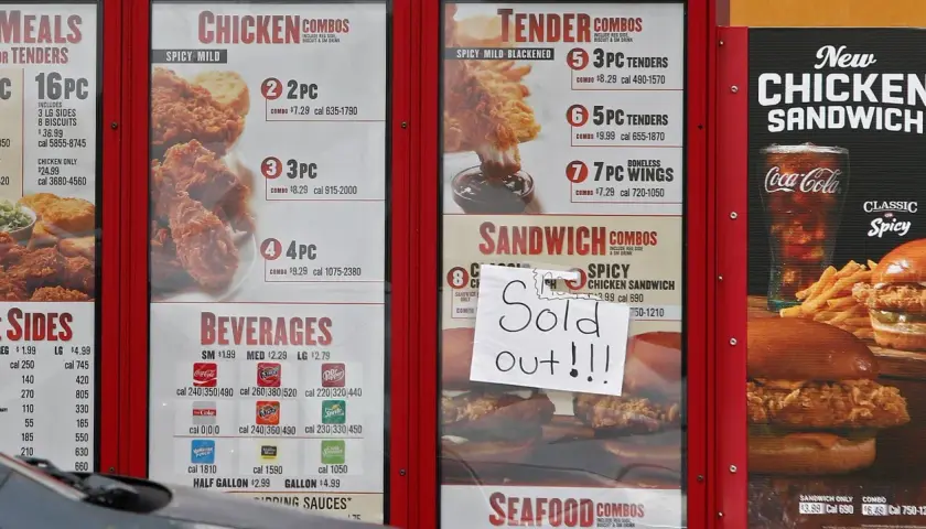 Popeyes ceny: menu z kurczakiem, skrzydełkami i napojami. Niektóre pozycje są wyprzedane.