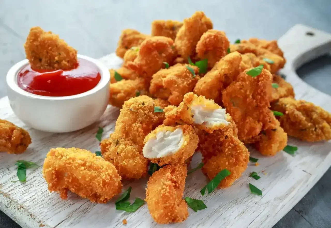 Chrupiące kawałki kurczaka w panierce panko, idealne do maczania w keczupie. Panko co to? To japońska bułka tarta, która nadaje potrawom niezwykłą lekkość i chrupkość.